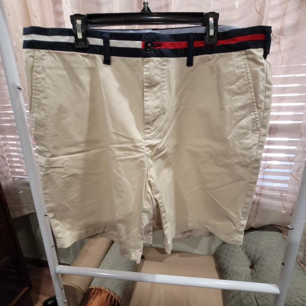 Tommy Hilfiger Tan Shorts with Navy and Red Trim
